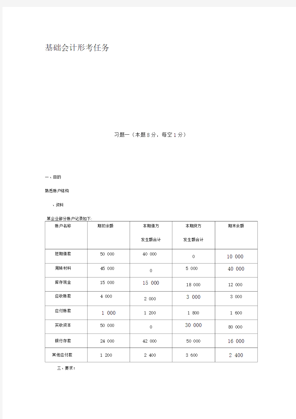 基础会计形考任务三答案