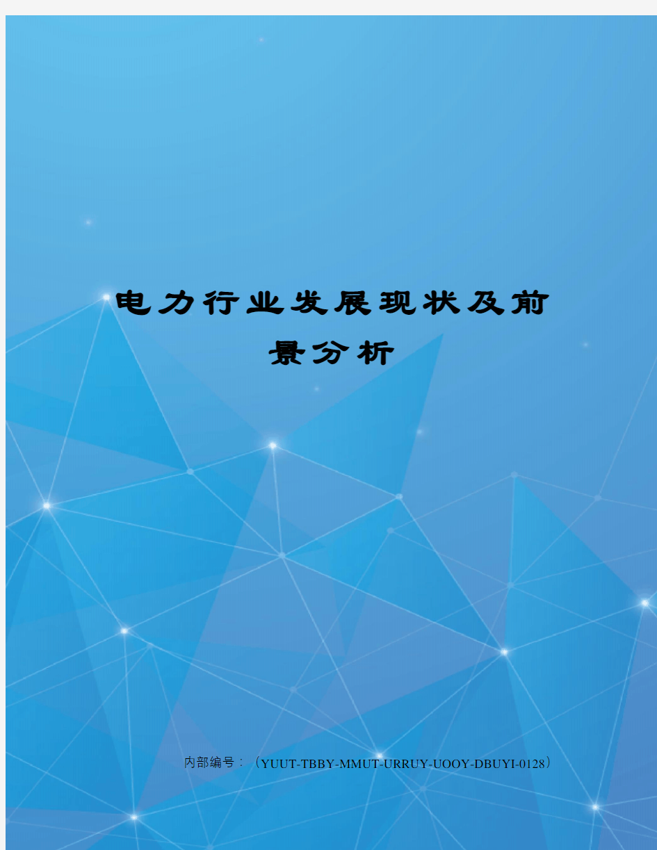 电力行业发展现状及前景分析修订稿