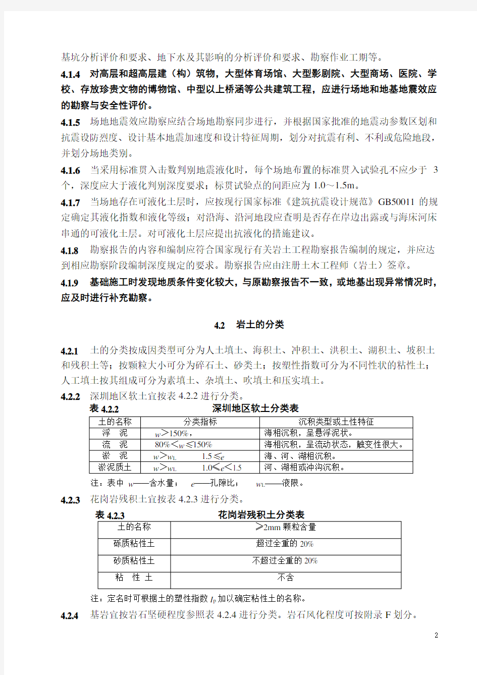 深圳市《地基基础勘察设计规范》(SJG 01-2010)第四章