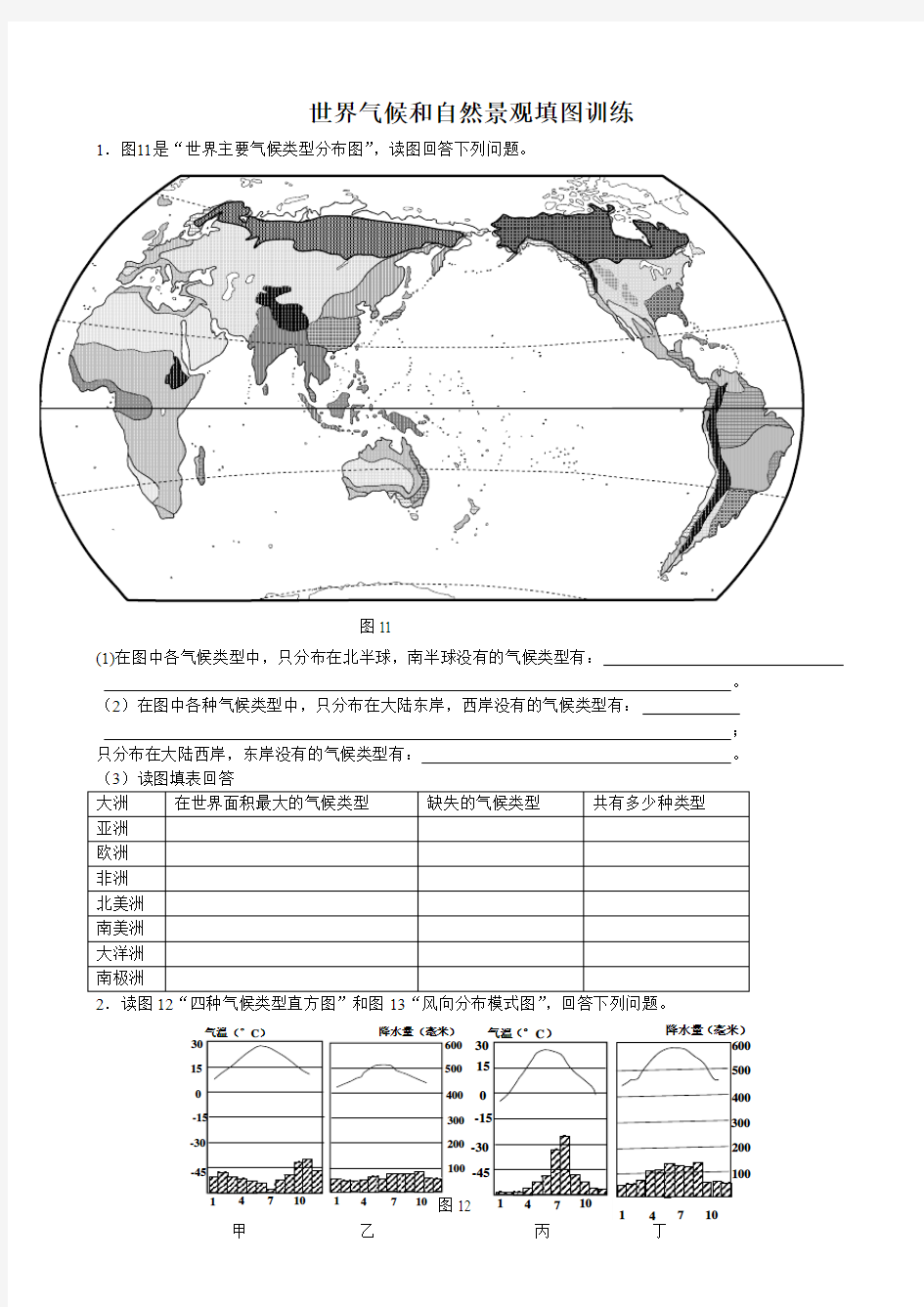 2.2世界气候和自然景观填图训练