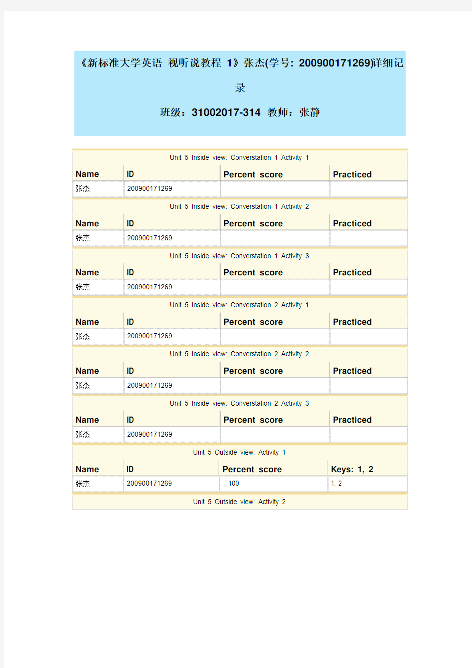 新标准大学英语视听说教程1uni5答案outside_view_listening_in_  UNIT TEST