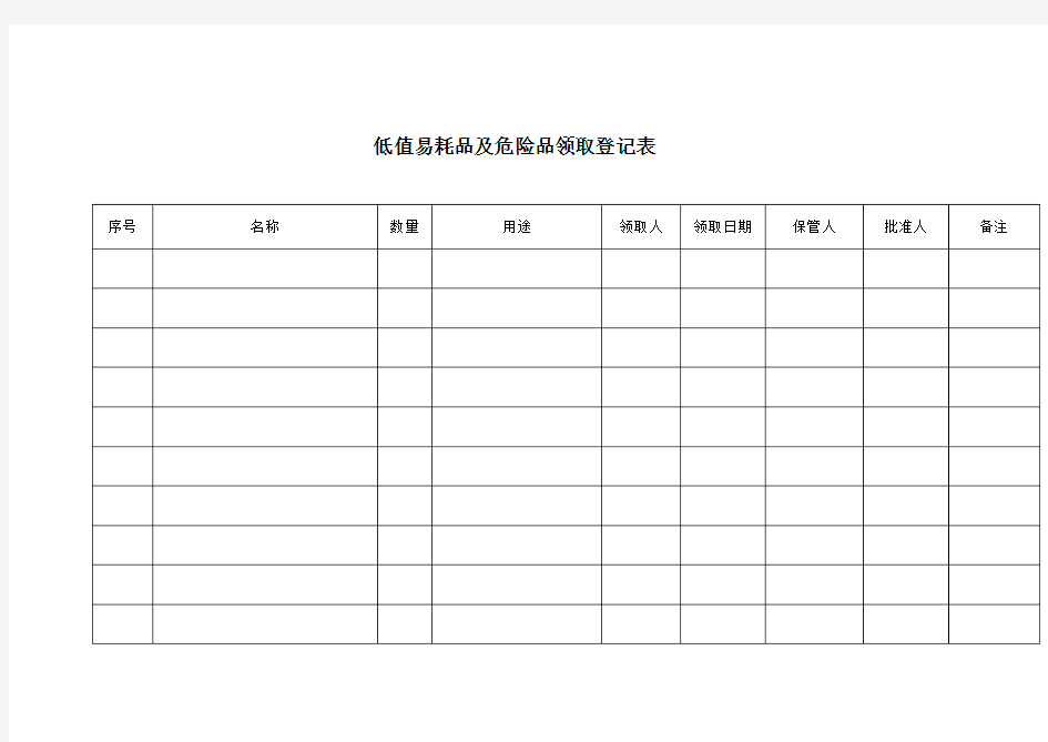 危险品领用台账