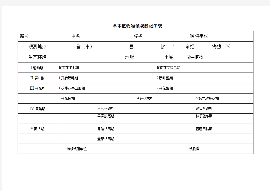草本植物物候观测记录表