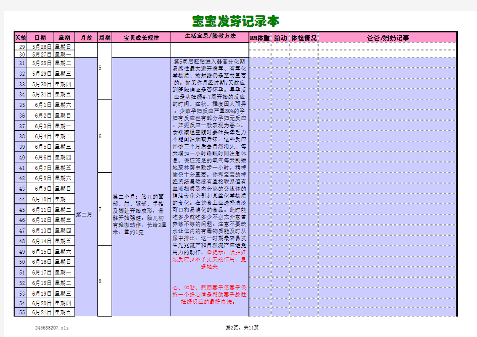 宝宝发芽记录本