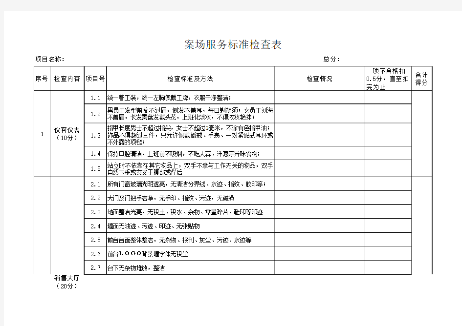 案场服务检查标准