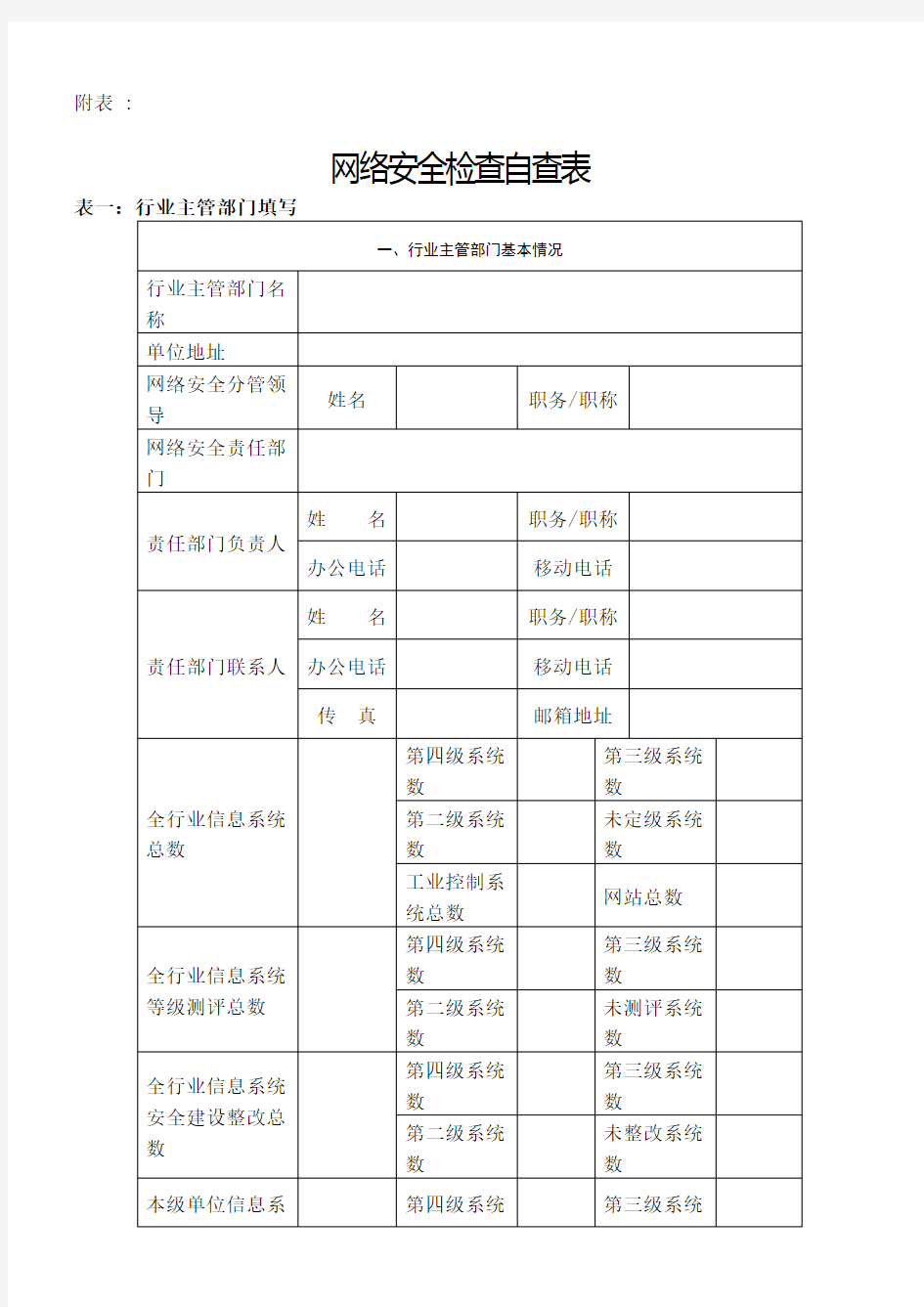 网络安全检查自查表