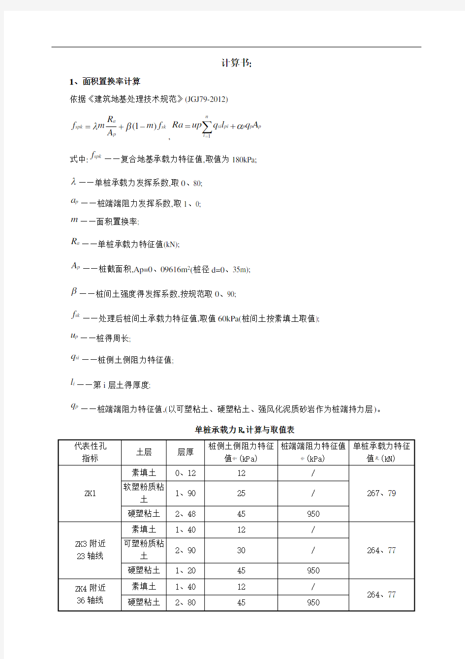 CFG桩复合地基处理工程计算书