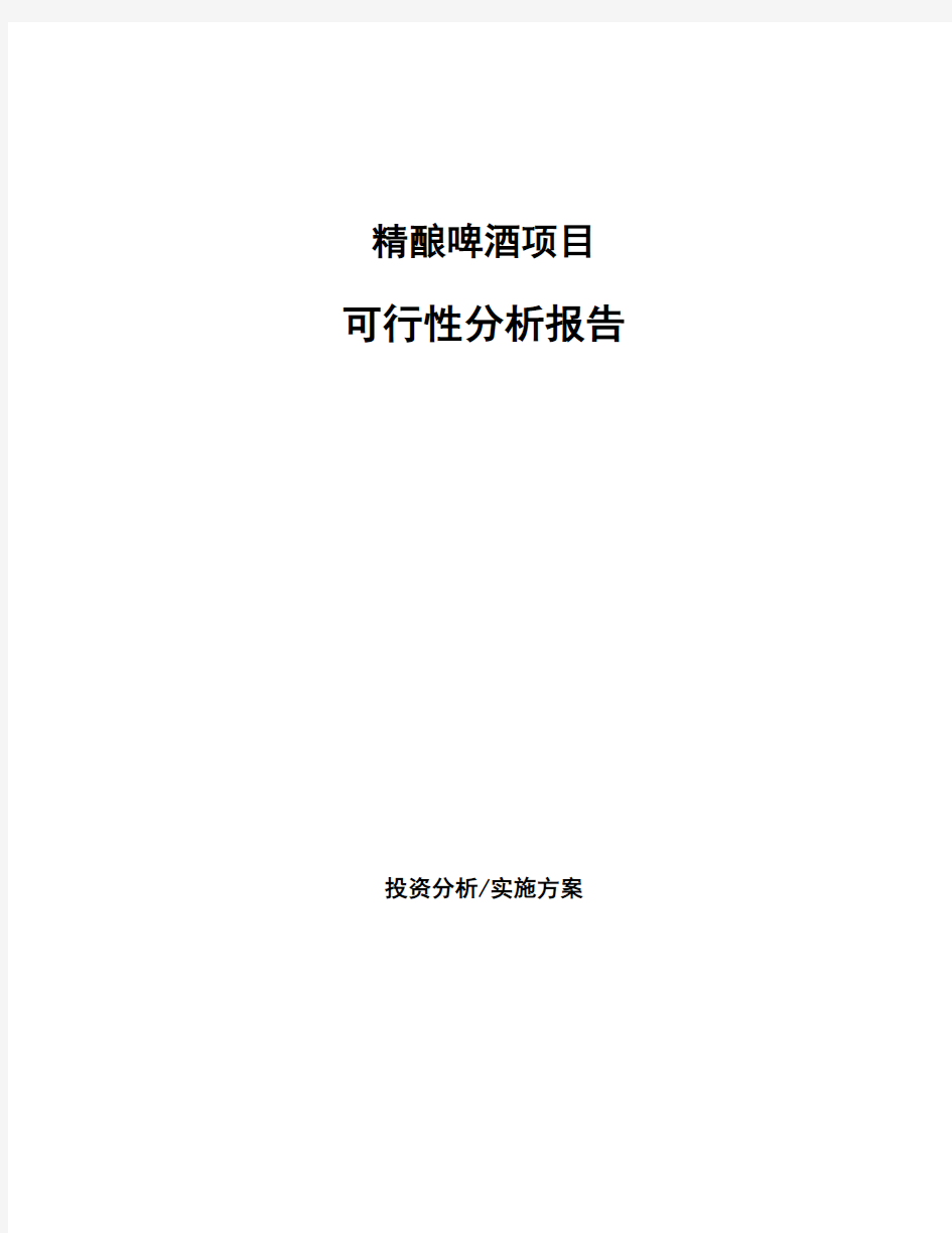 精酿啤酒项目可行性分析报告 (1)