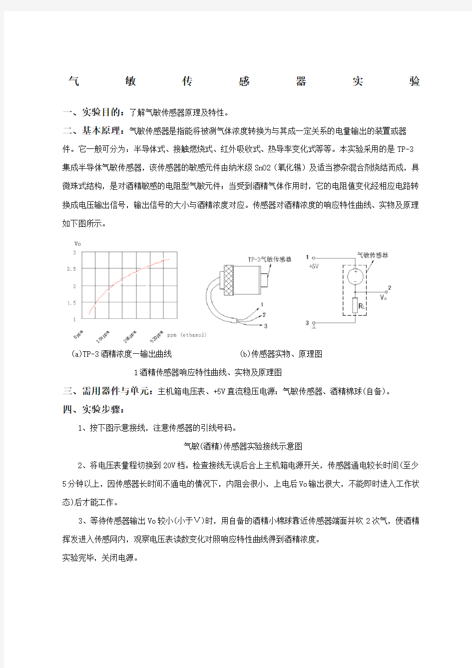 气敏传感器实验