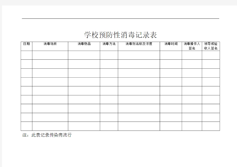 学校预防性消毒记录表