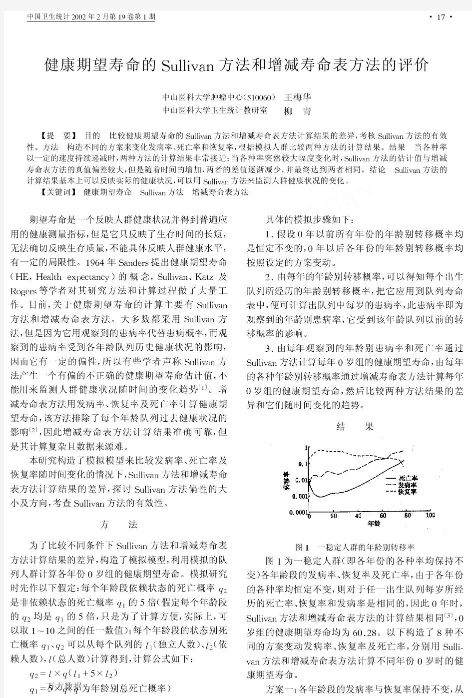 健康期望寿命的Sullivan方法和增减寿命表方法的评价