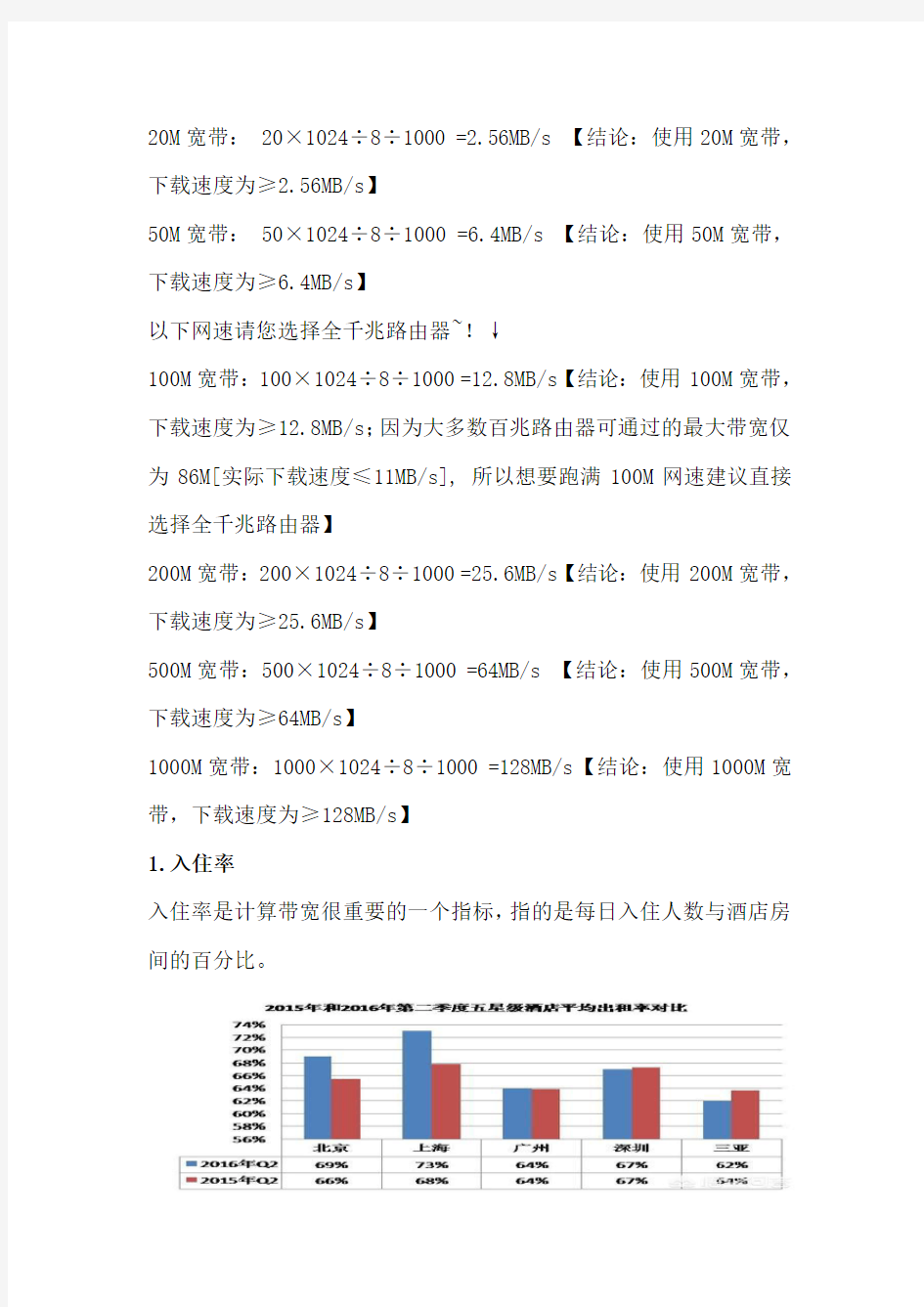 酒店宽带需求分析方案