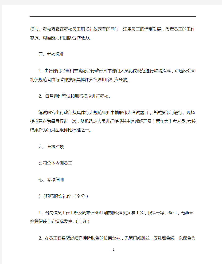 公司礼仪规范考核办法