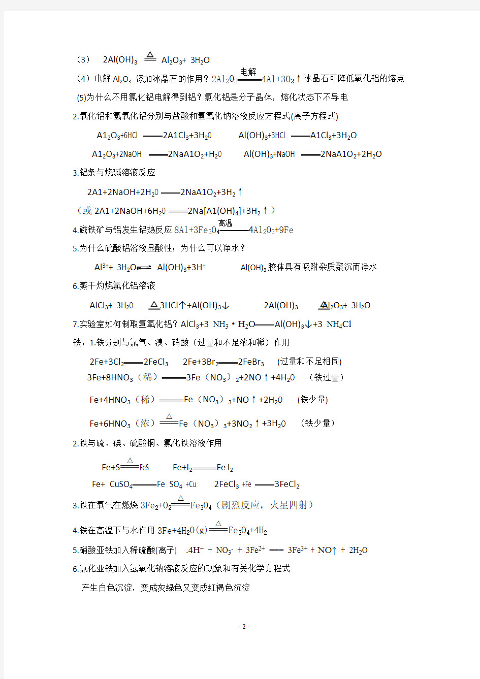 高考化学方程式必背(最新整理)