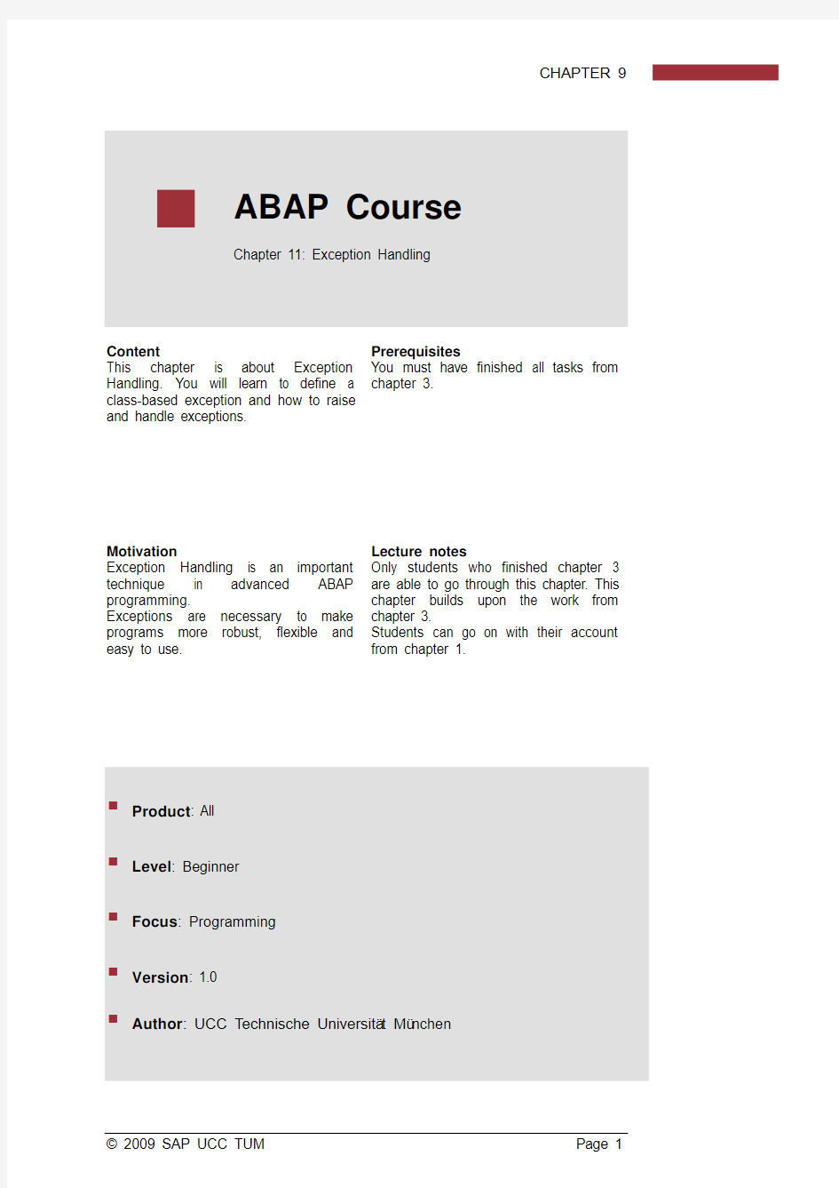 ABAP Course - Chapter 11 Exception Handling A4