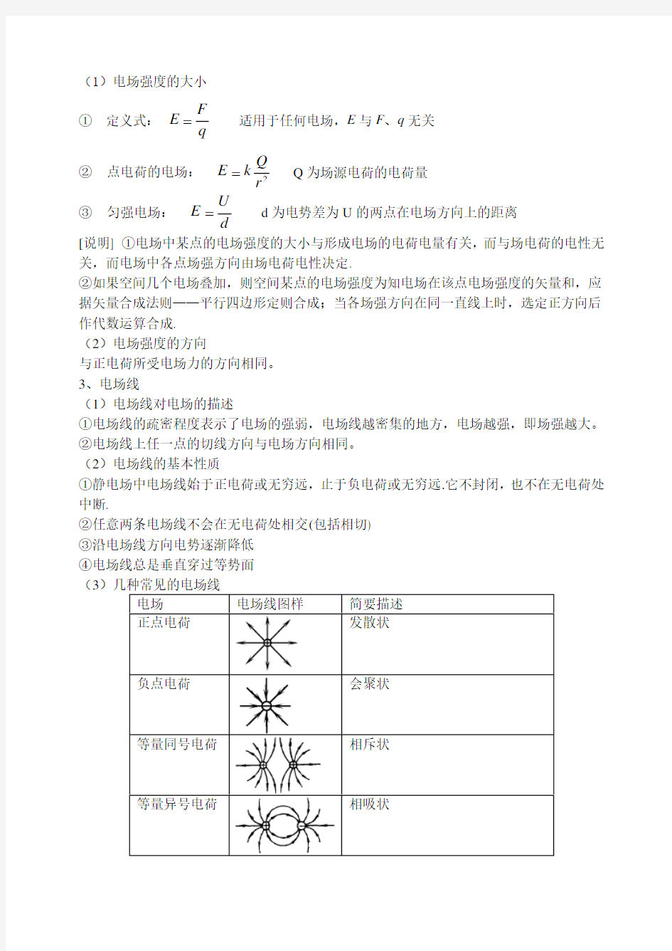 电场和磁场知识点复习.