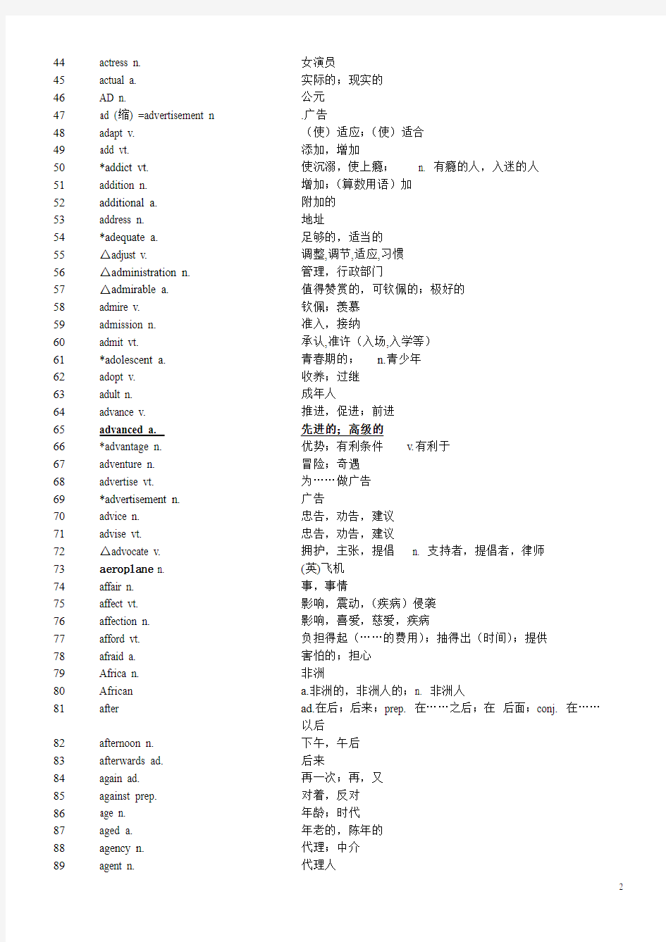 2018最新上海高考英语考纲词汇表