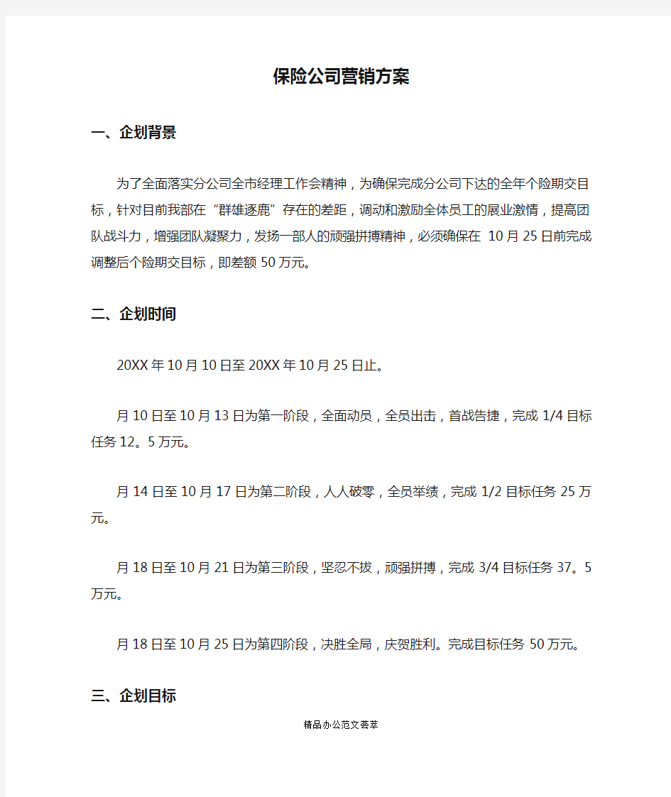 保险公司营销方案