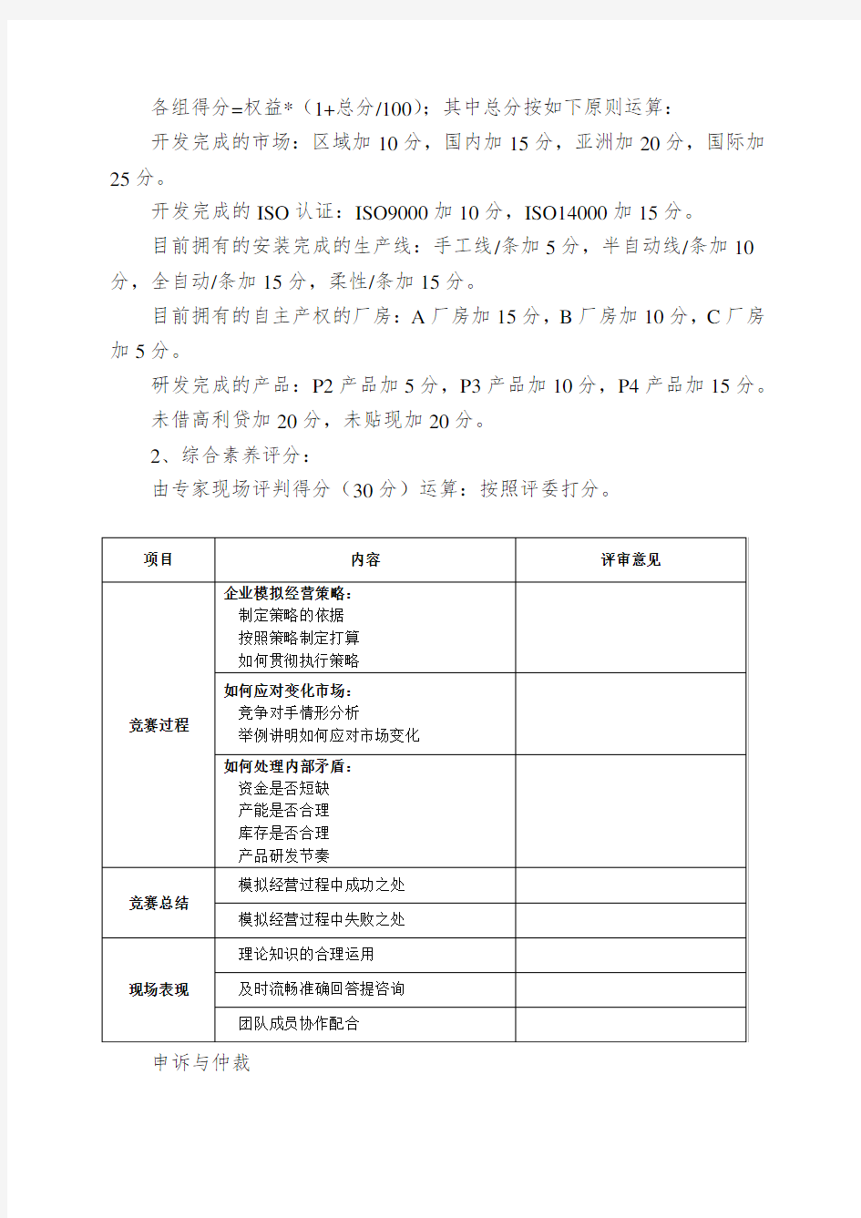 企业管理沙盘比赛规则