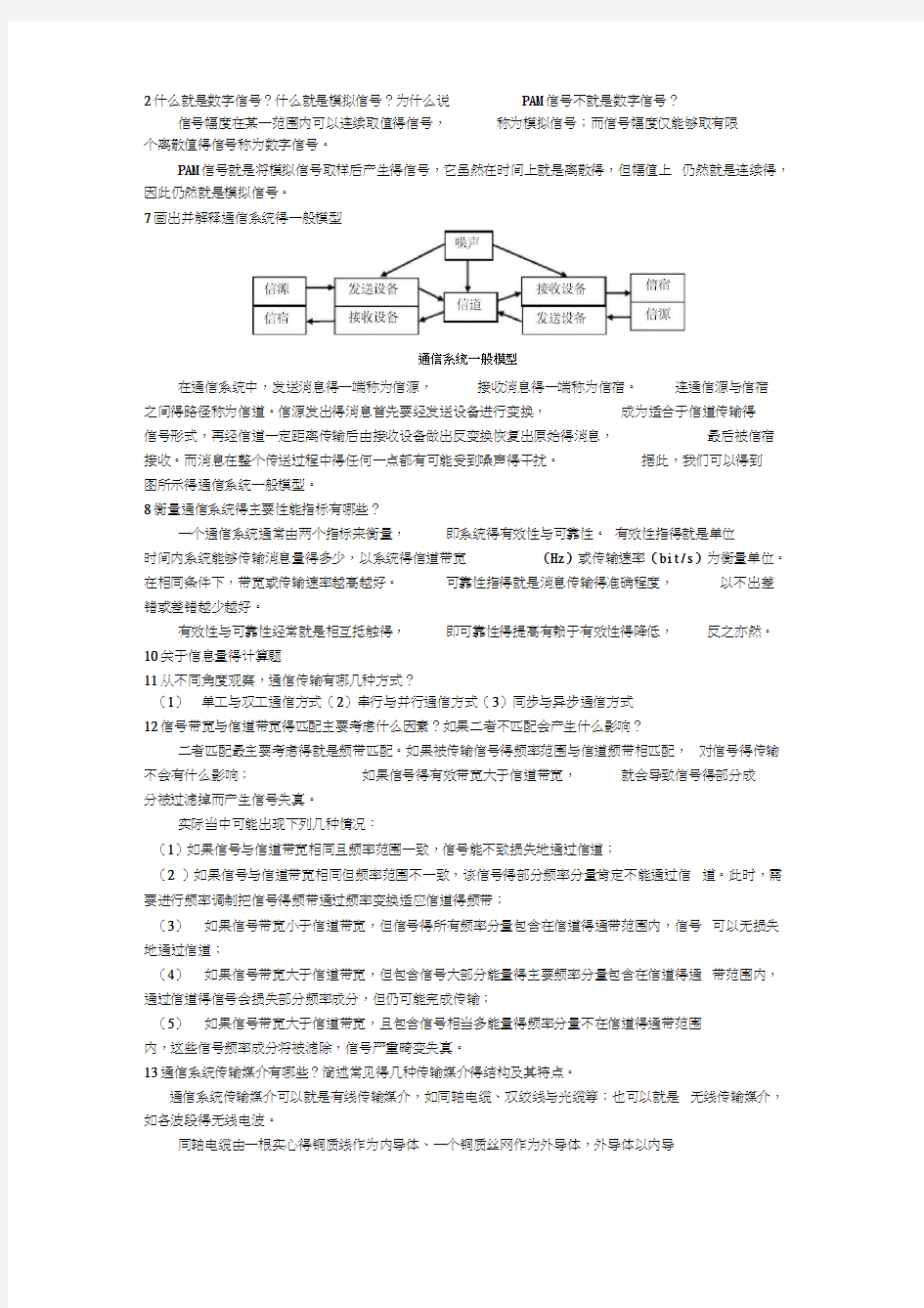 现代通信技术复习题及答案