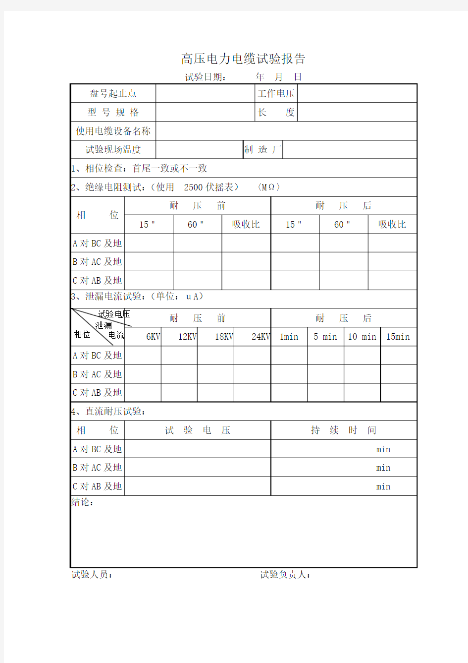 电力电缆试验规范