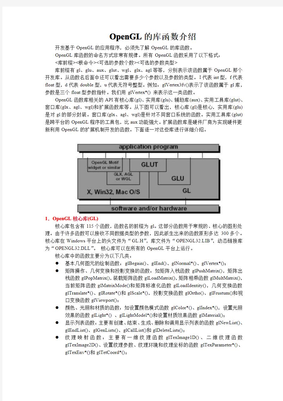 OPENGL的库函数介绍