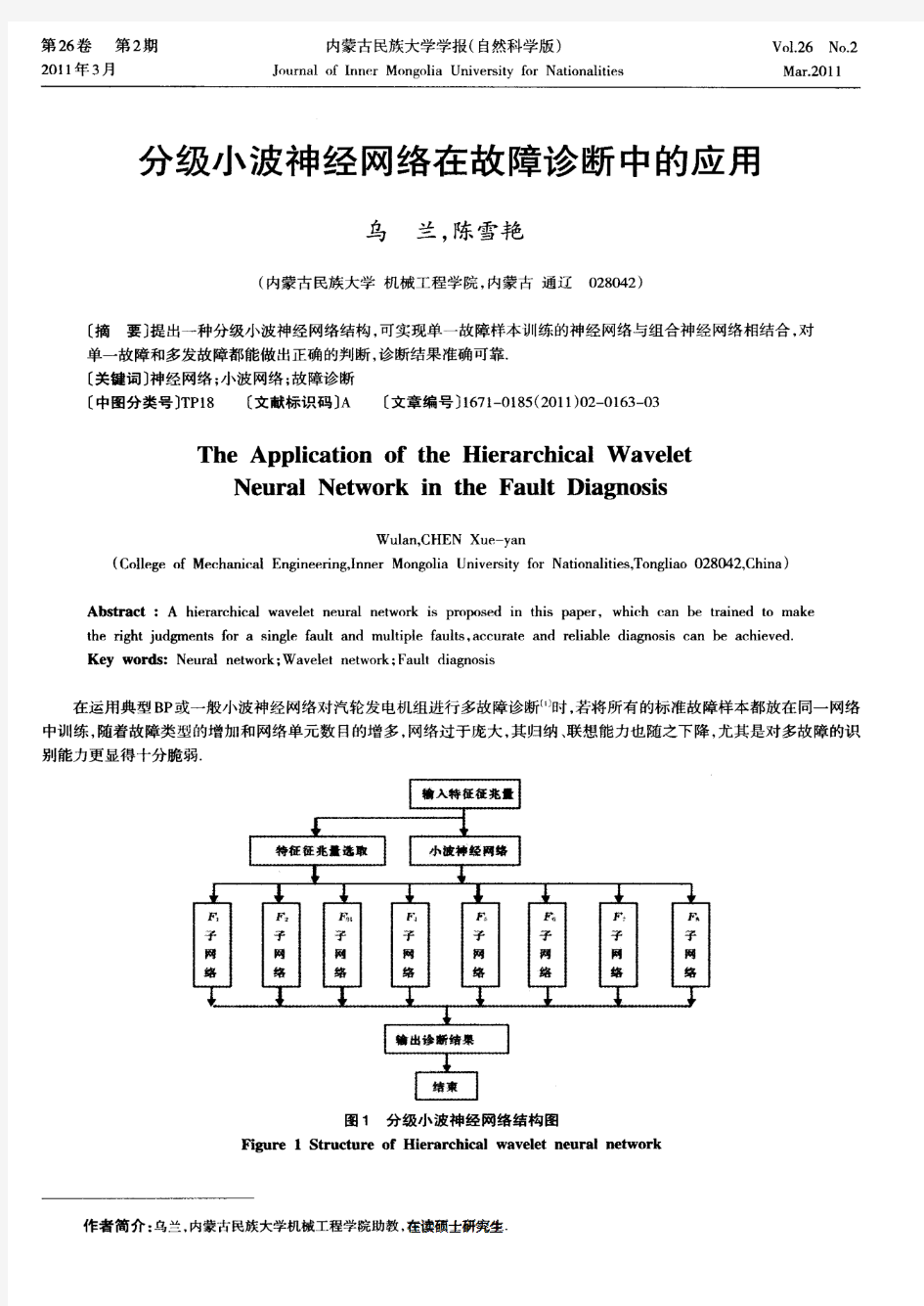 分级小波神经网络在故障诊断中的应用