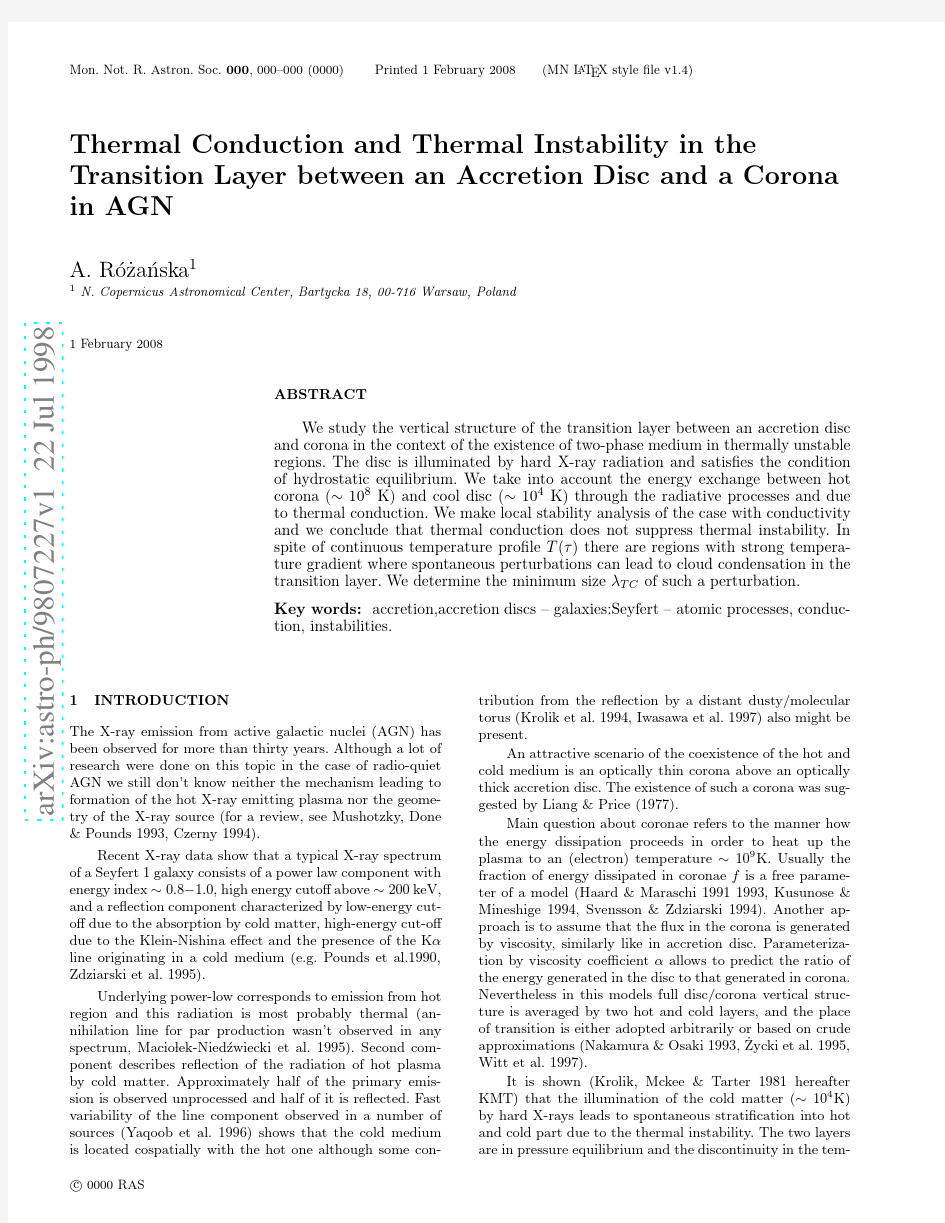 Thermal Conduction and Thermal Instability in the Transition Layer between an Accretion Dis