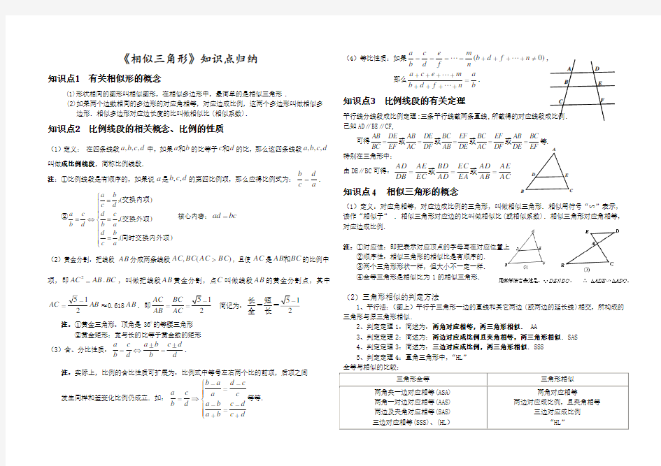 相似三角形知识点归纳(全)