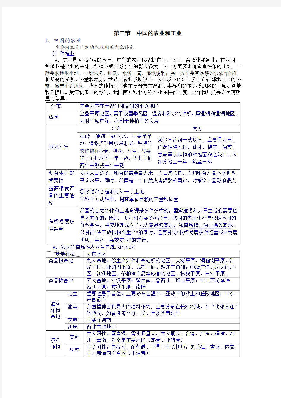 中国人文地理-第三节-中国的农业和工业