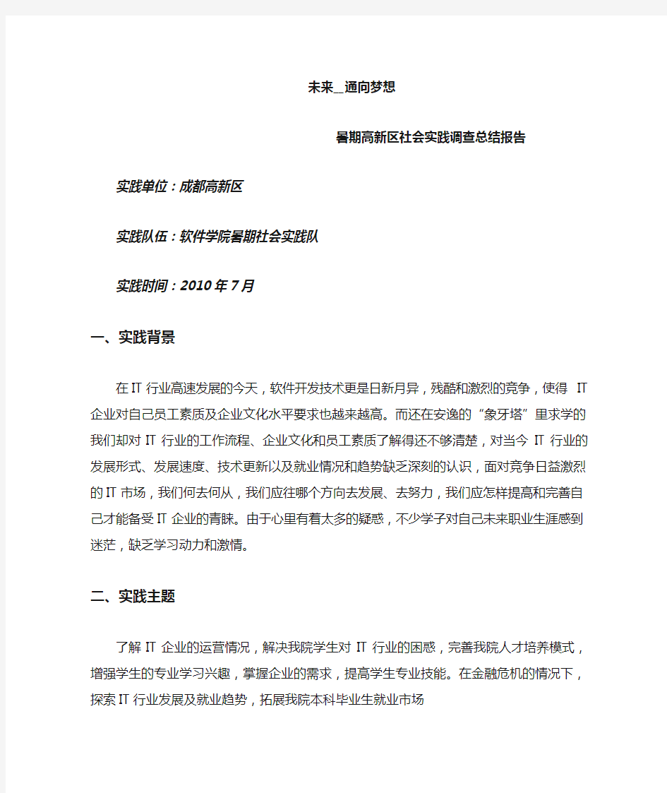 IT公司调研实践报告