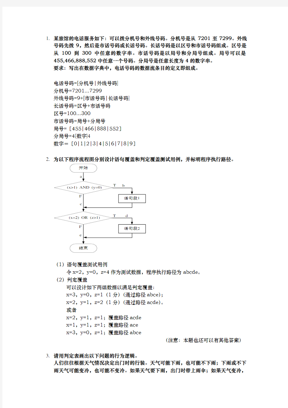 软件工程经典考试例题复习试题,重点知识点[附答案解析]