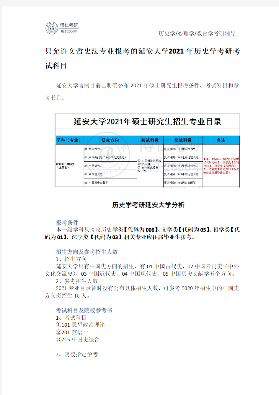 2021延安大学历史学考研院校分析