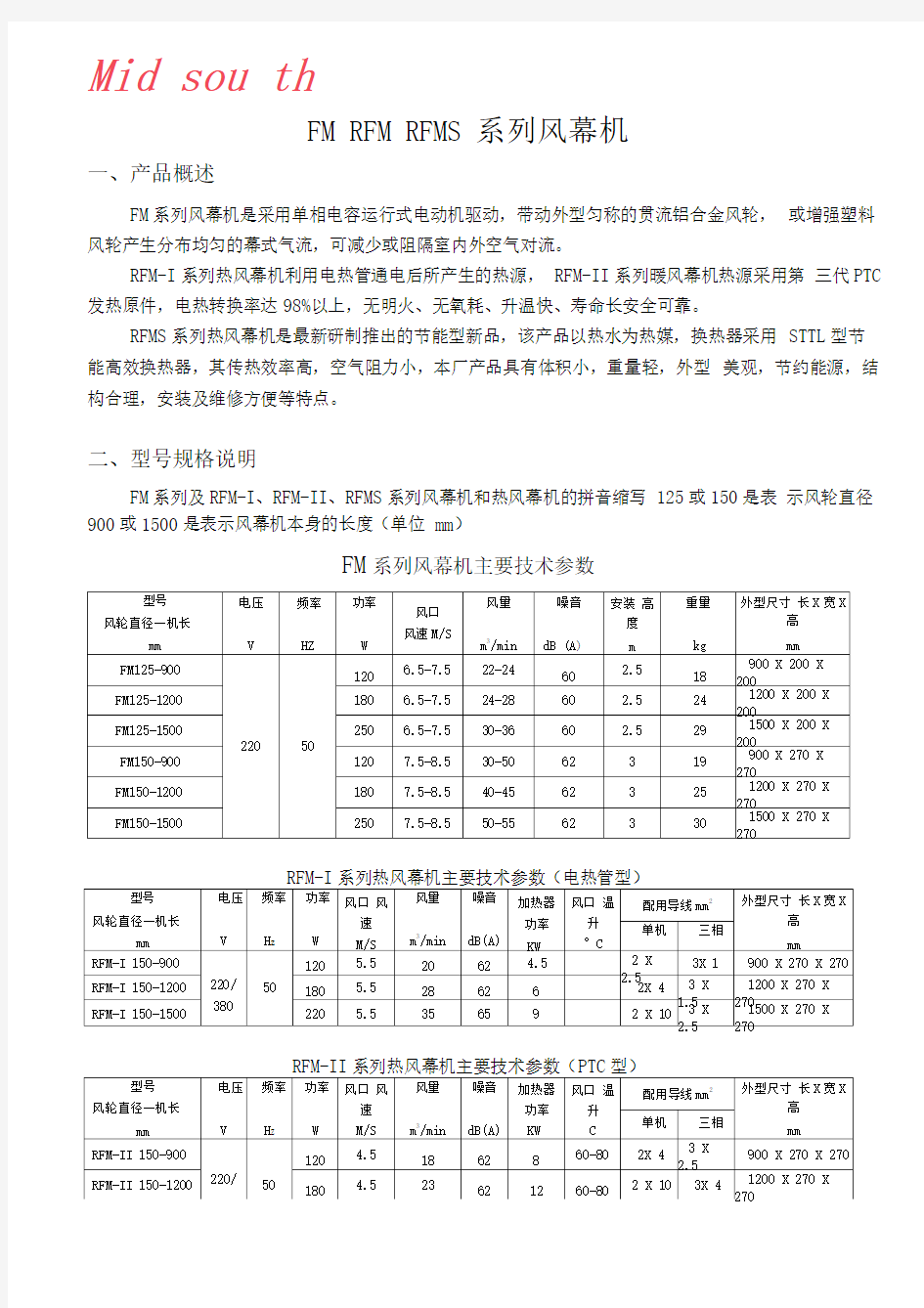 电热风幕机说明书A4