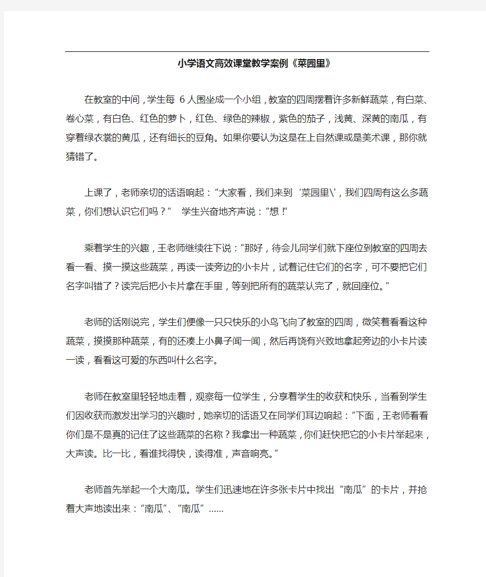 小学语文高效课堂教学案例