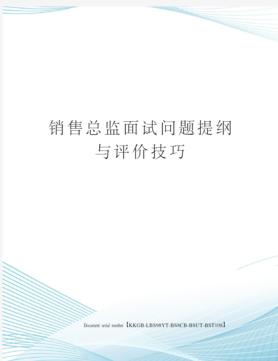 销售总监面试问题提纲与评价技巧