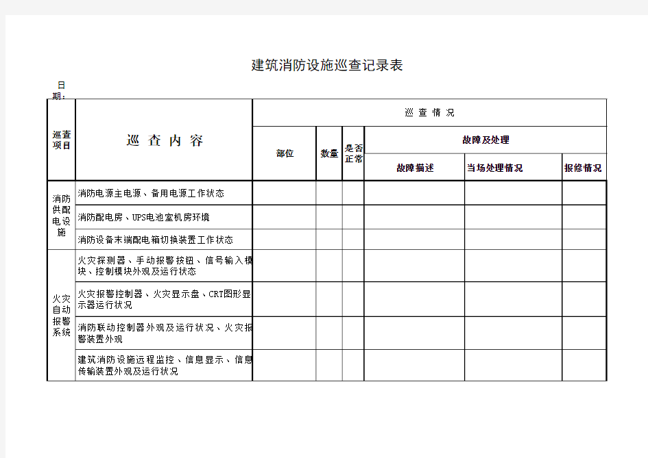 消防设施巡查记录表