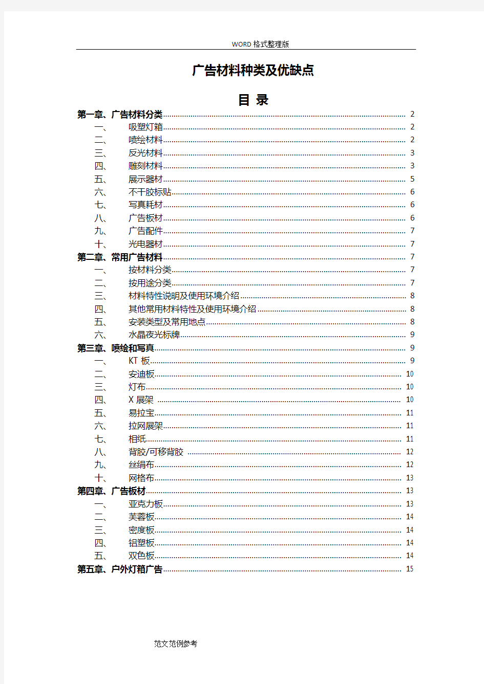 常用广告材质分类及优缺点