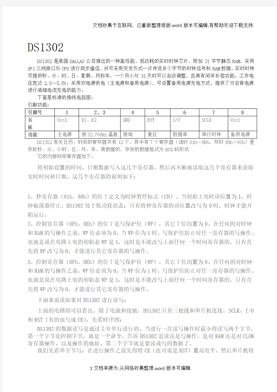 DS1302时钟芯片资料