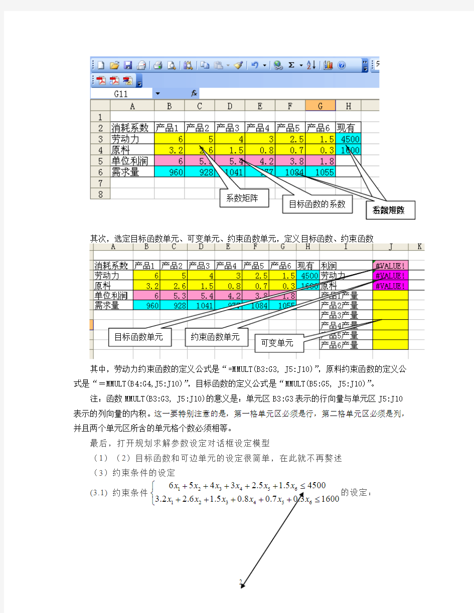 利用excel软件求解线性规划问题讲解