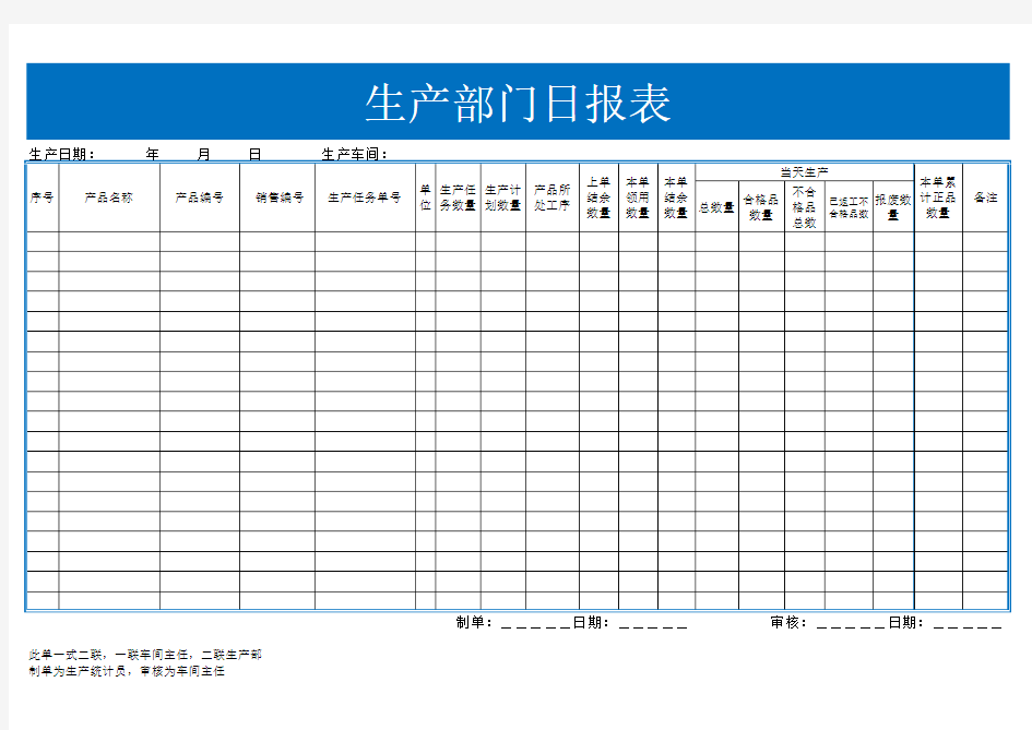 生产日报表模板
