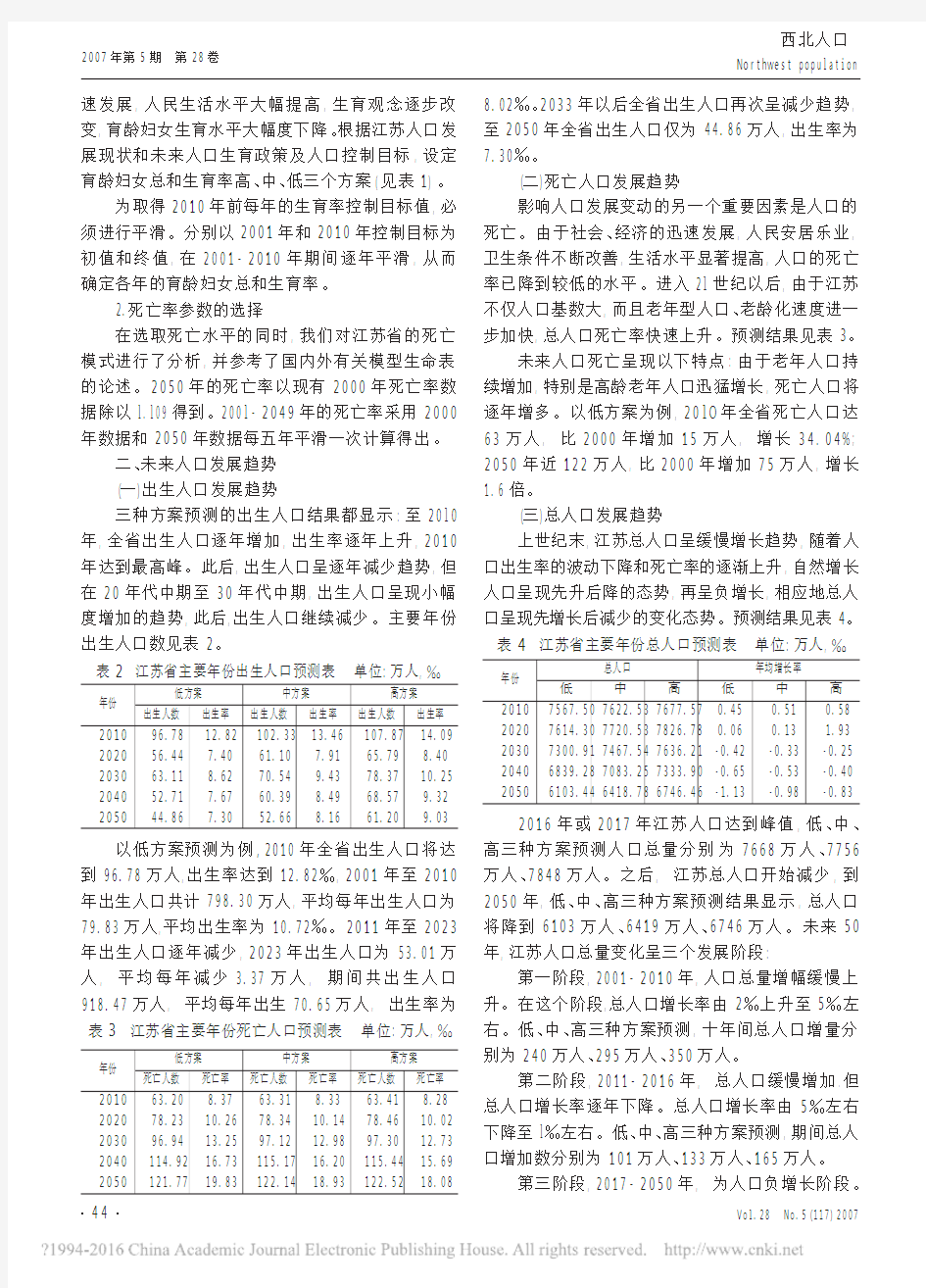 江苏省人口发展趋势预测