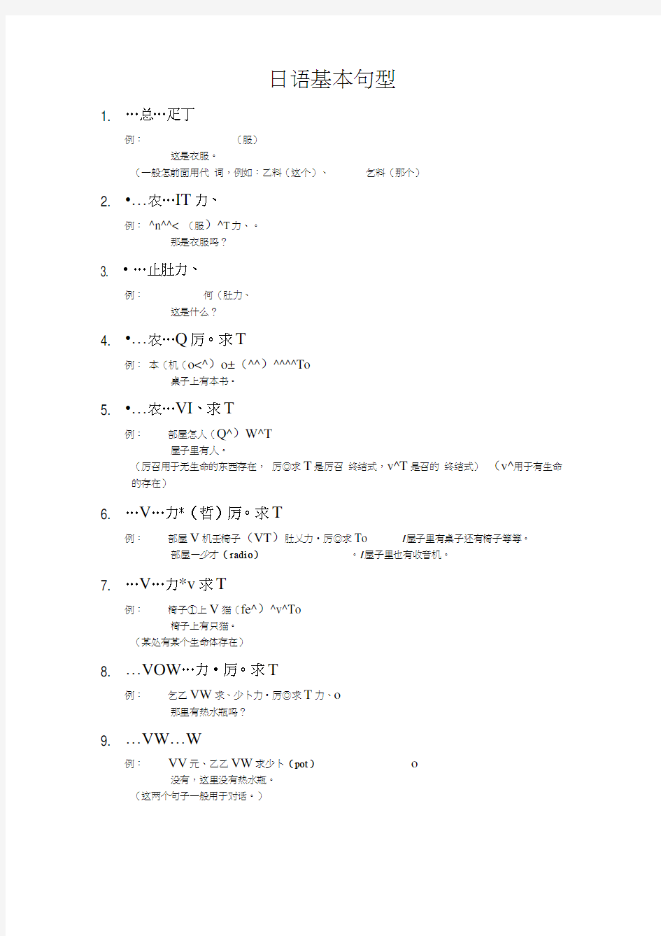 日语语法大全整理笔记之五日语基本句型