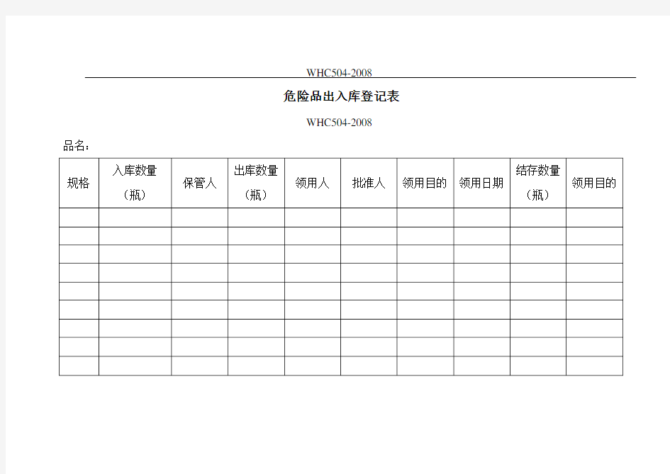 危险品出入库登记表