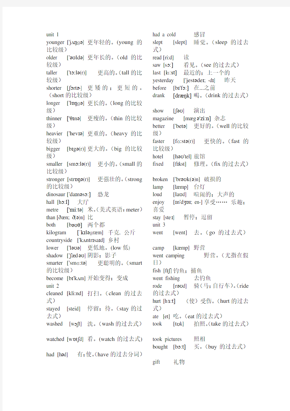 新版PEP小学英语六年级下册单词表