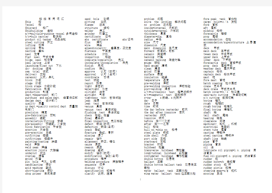 船舶常用词汇