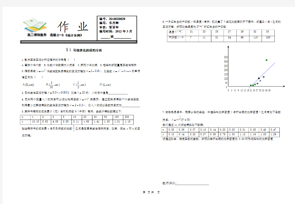 可线性化的回归分析(作业)