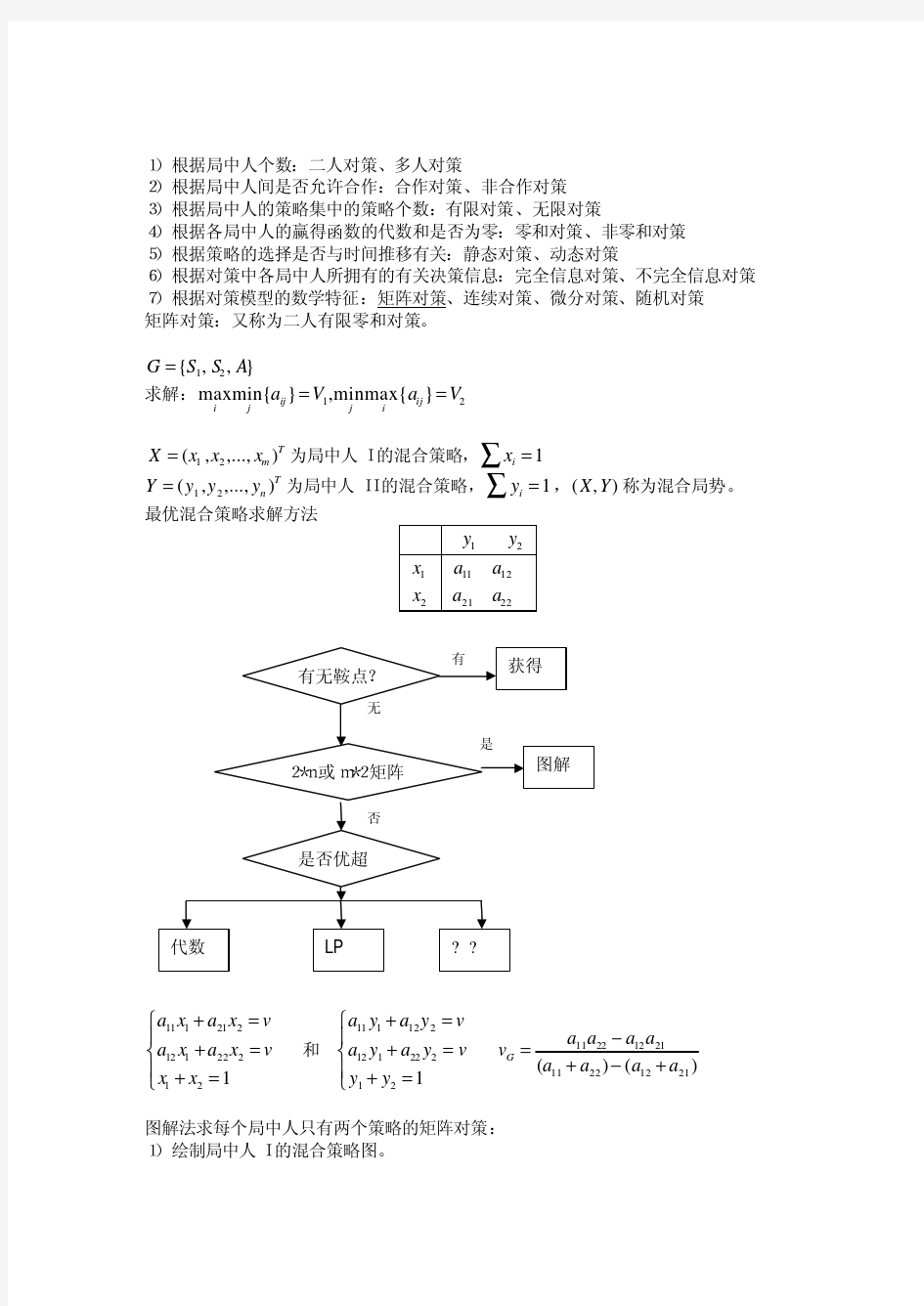 精心整理的运筹学重点10.对策论