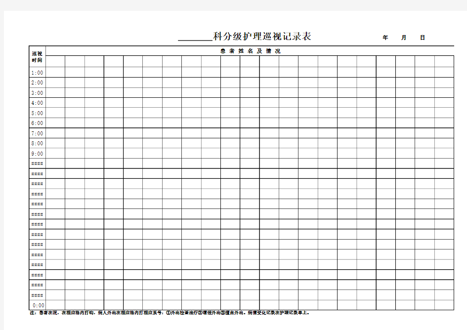 分级护理巡视记录表一