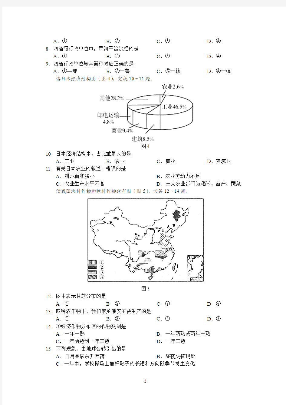 2013年湛江市中考地理模拟试题(二)